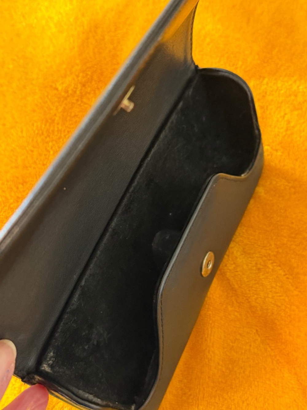 Rare Vintage Coach Black Leather Hard Sided Eyeglass Case
